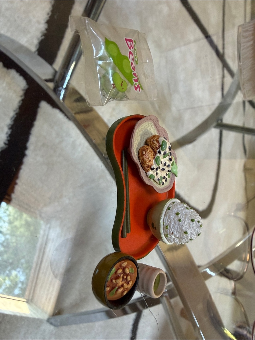 MT Orange and Green Miniature Meal Tray with Tiny Dishes